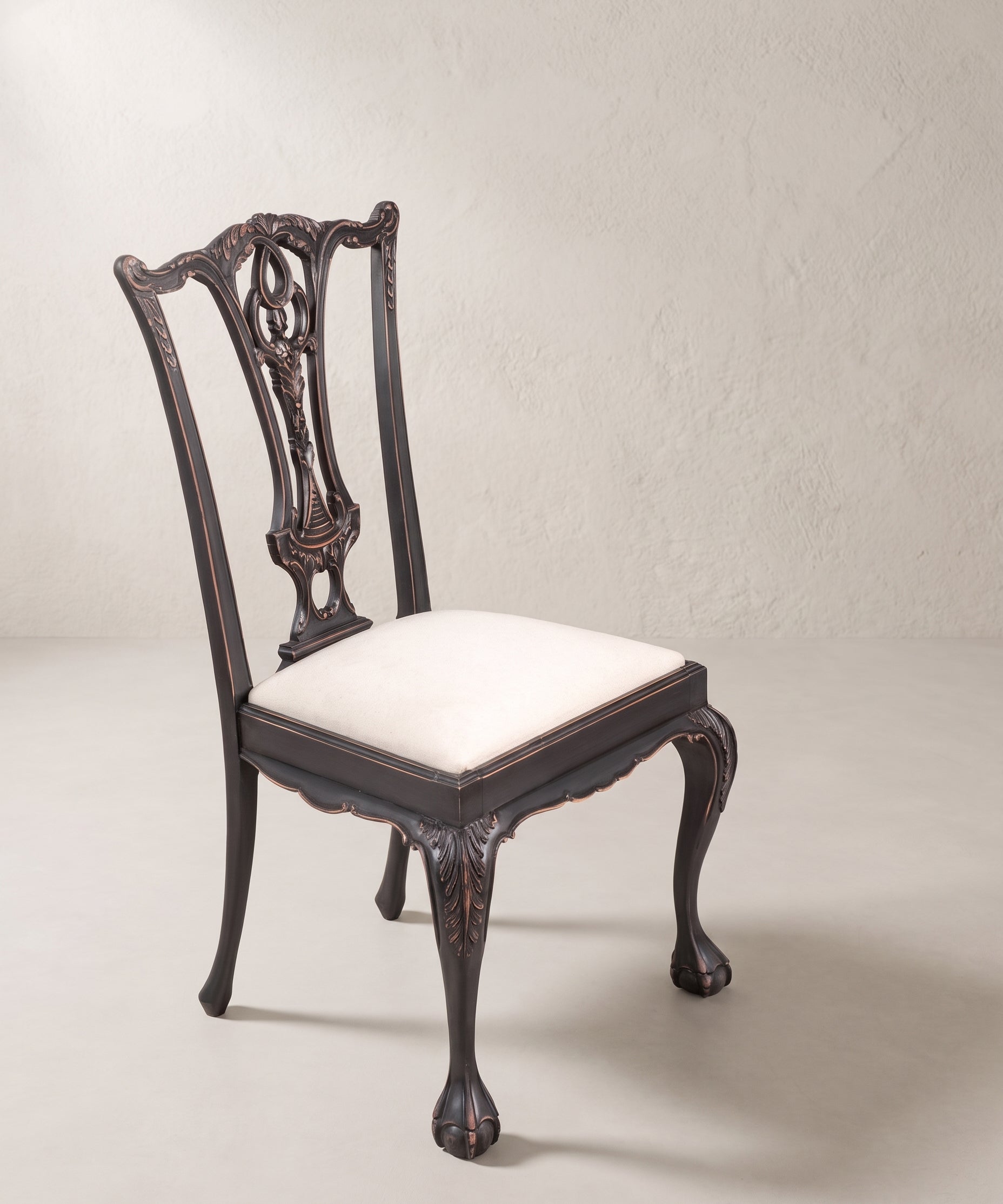 Conjunto de 6 Sillas Vintage Estilo Chippendale | Negro Decapado