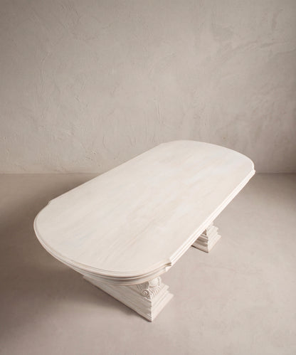 Mesa de Comedor Extensible con Cisnes Tallados | Estilo Imperio en Haya Maciza