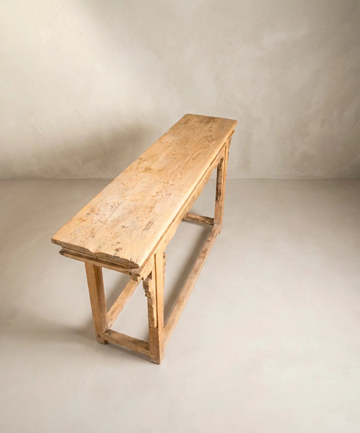 Vista superior de consola china de olmo con tablero natural lavado — Antique Arte y Decoración
