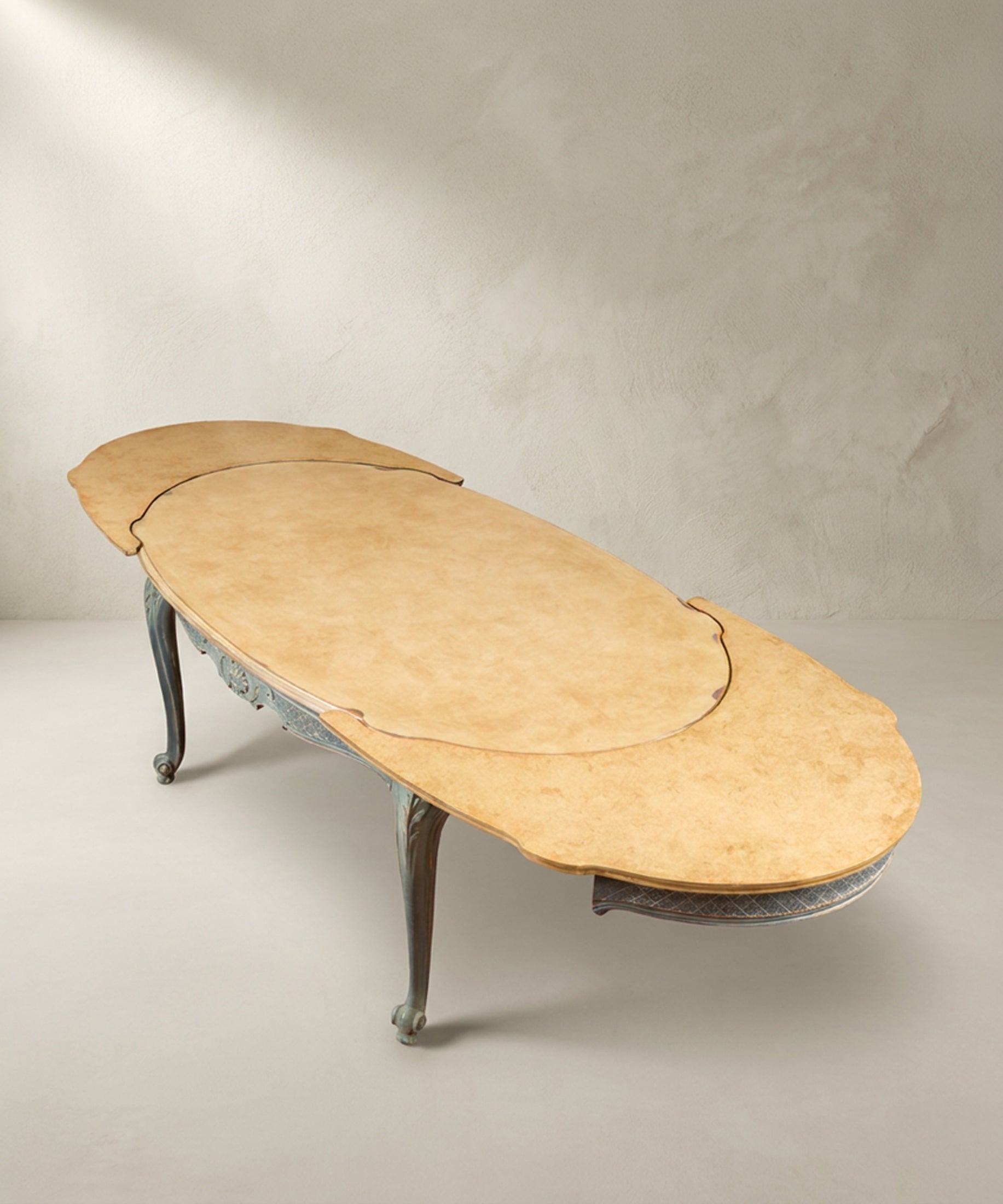 Mesa de Comedor Extensible Ovalada | Luis XV Provenzal Decapada en Azul