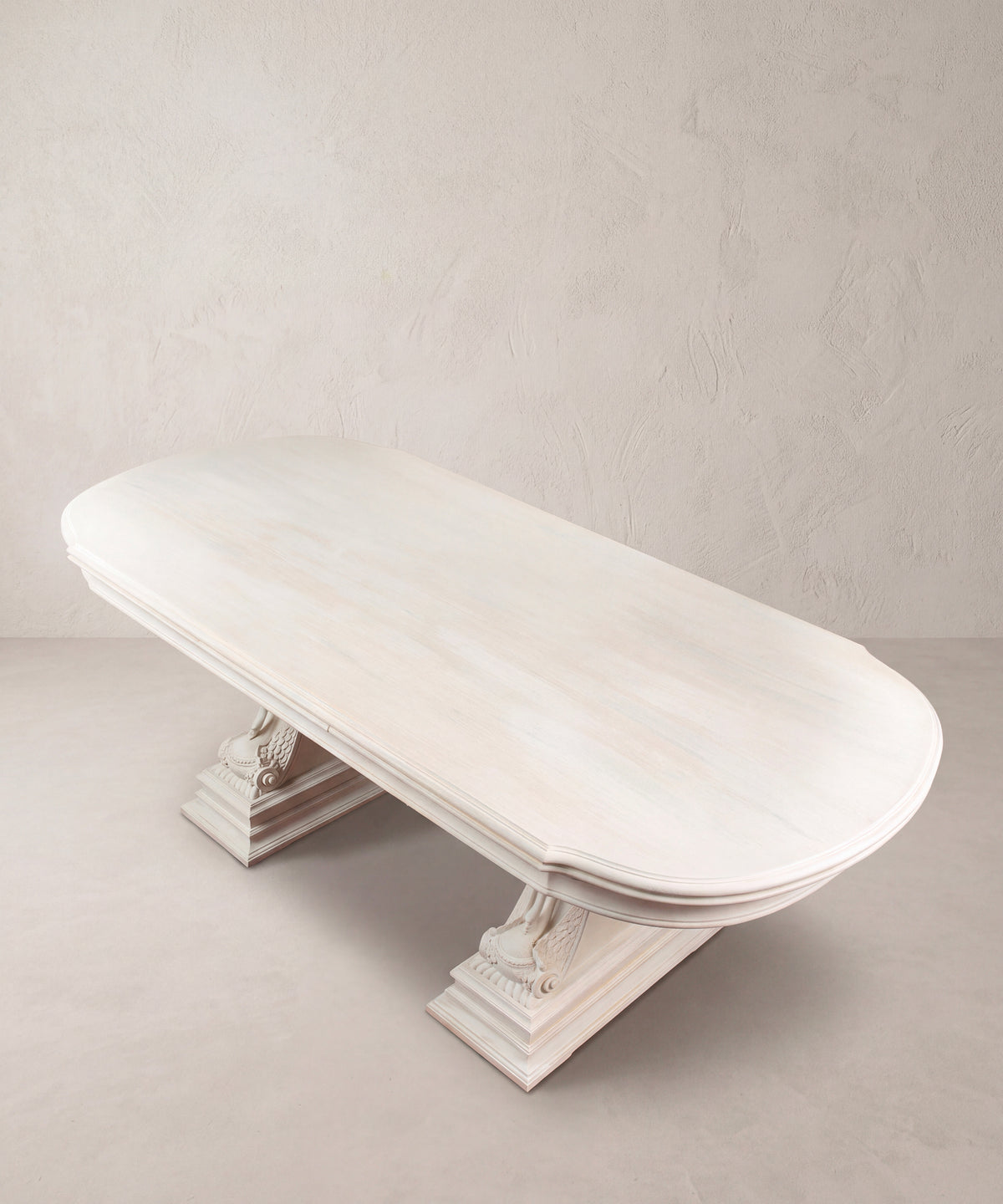 Mesa de Comedor Extensible con Cisnes Tallados | Estilo Imperio en Haya Maciza