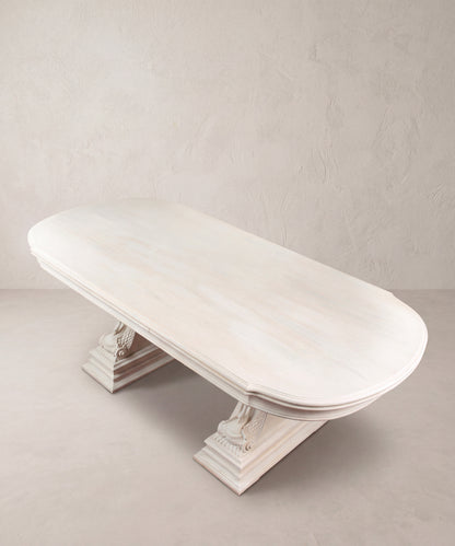 Mesa de Comedor Extensible con Cisnes Tallados | Estilo Imperio en Haya Maciza