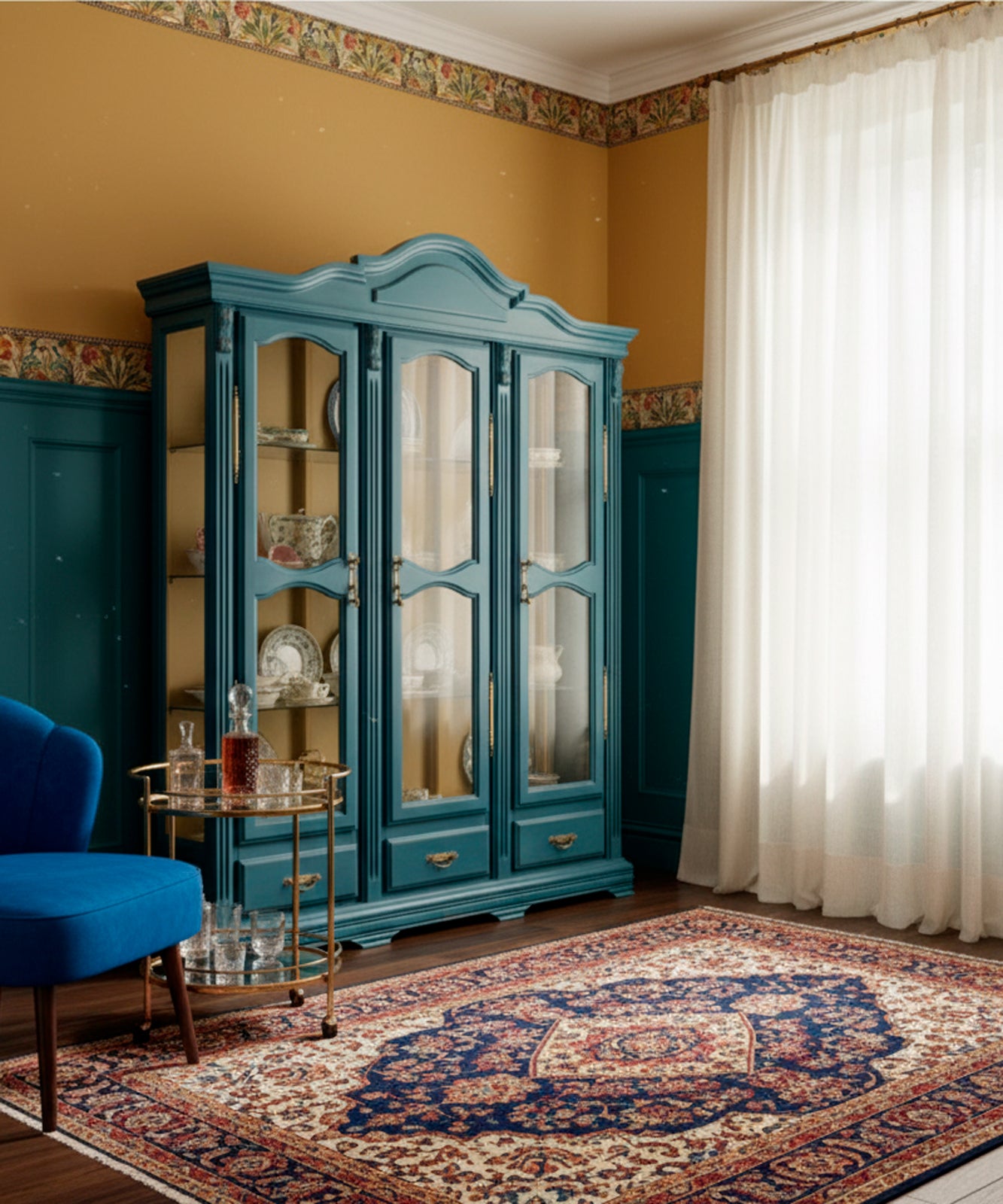 Lena antique French display cabinet