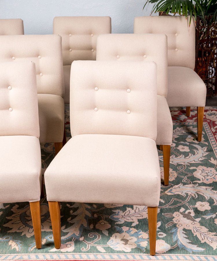 Conjunto de 4 sillas de lino diseño vintage - Antique arte y decoracion