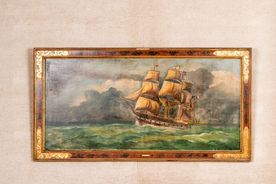 Cuadro naval francés antiguo - Antique arte y decoracion