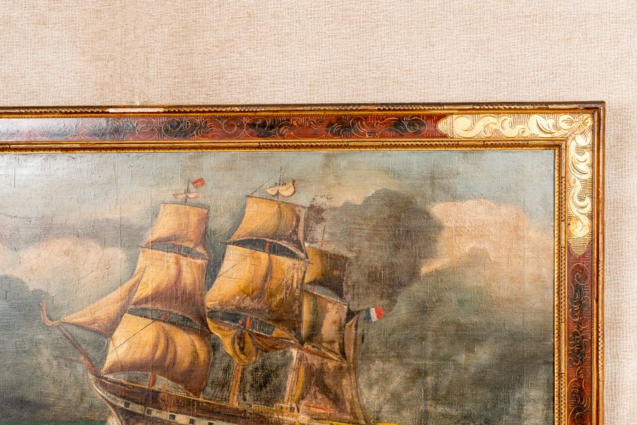 Cuadro naval francés antiguo - Antique arte y decoracion