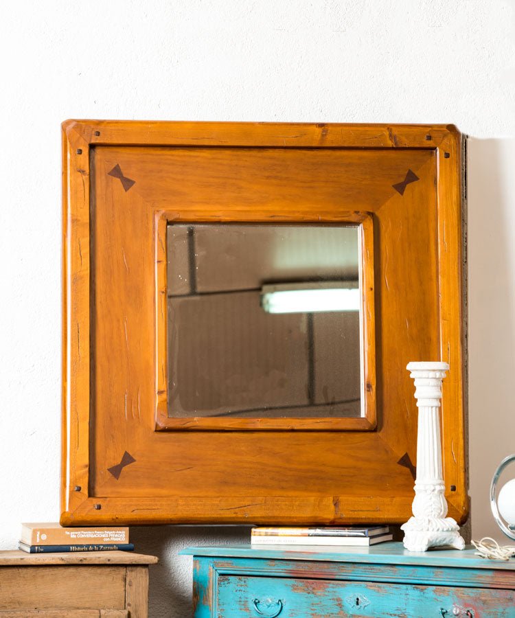 Espejo cuadrado de madera - Antique arte y decoracion