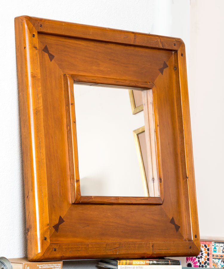Espejo cuadrado de madera - Antique arte y decoracion