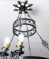 Lámpara de araña de hierro forjado antigua - Antique arte y decoracion