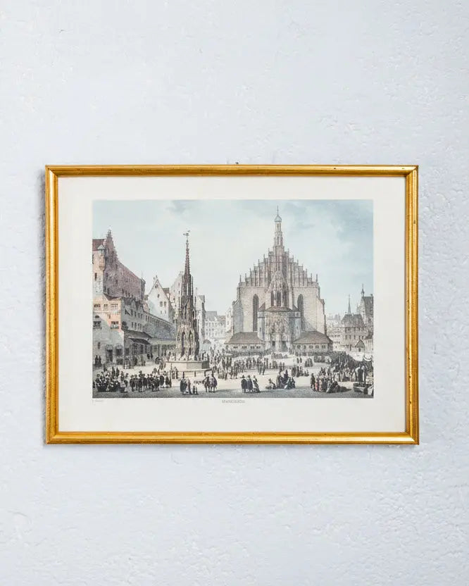 Litografía antigua Núremberg - Antique arte y decoracion