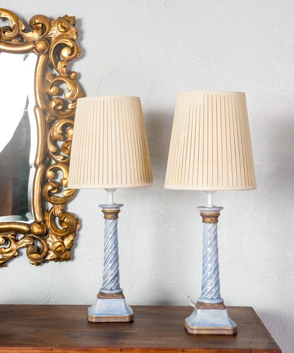 Pareja de lámparas de cerámica Chanel - Antique arte y decoracion
