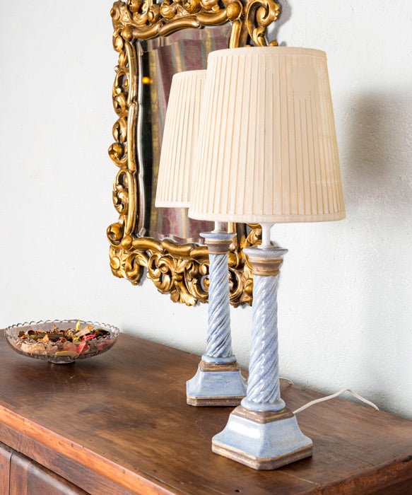 Pareja de lámparas de cerámica Chanel - Antique arte y decoracion