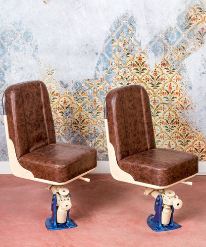 Pareja de sillones de maquinista de tren antiguos - Antique arte y decoracion