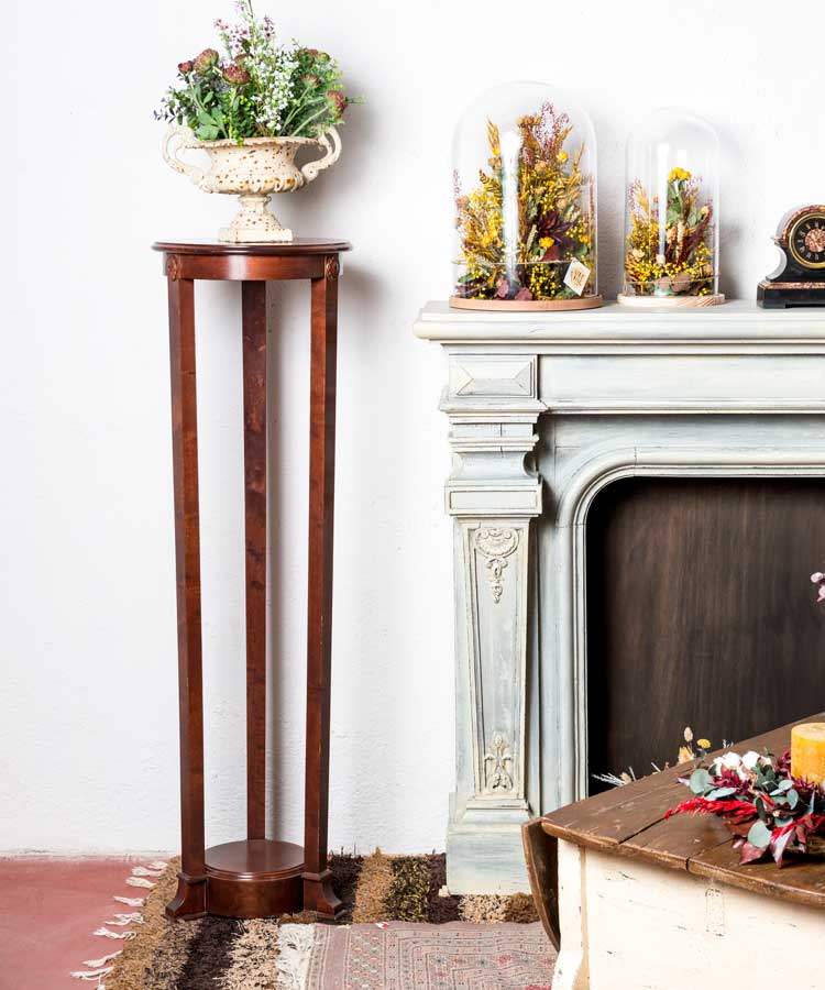 Pedestal antiguo de madera de caoba - Antique arte y decoracion