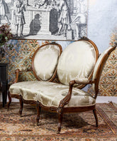 Sofá antiguo de madera de palosanto - Antique arte y decoracion